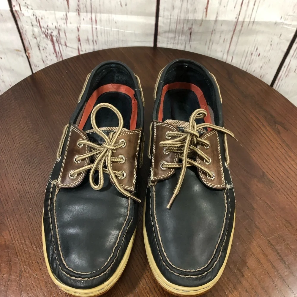 SPERRY TOP SIDER Men's Blue Leather Boat Shoes Classic Lace-Up Deck Style 11